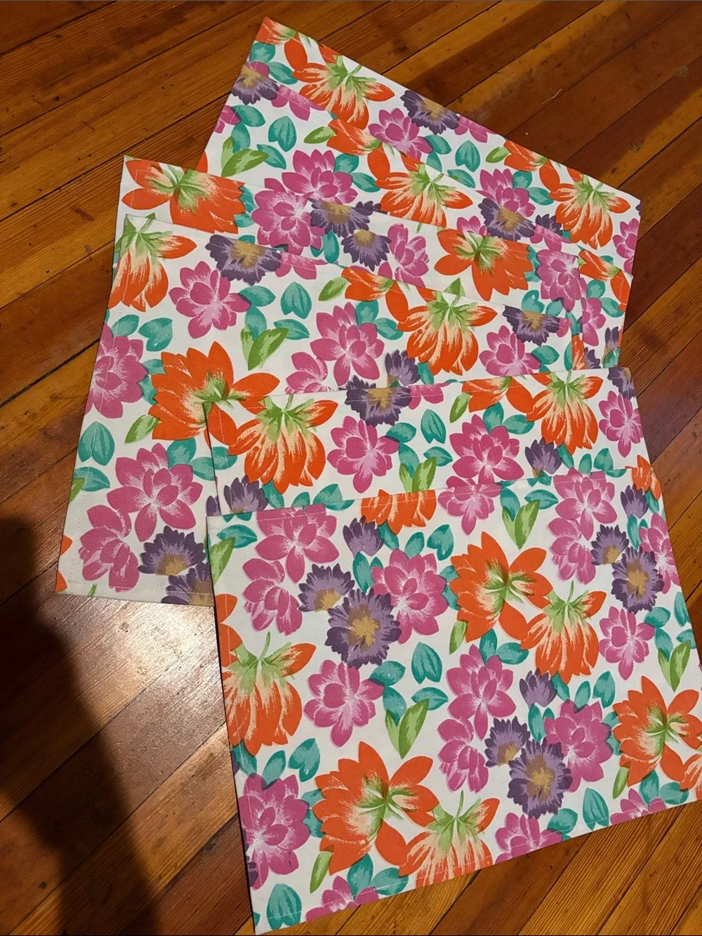 Bright Floral placemats in Orange, Pink, Purple, Teal